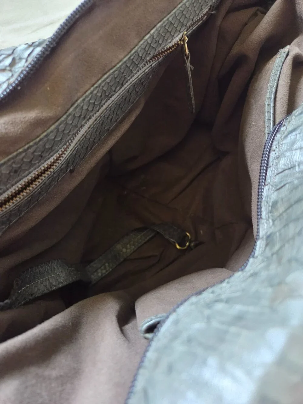 Snakeskin leather grey hobo purse